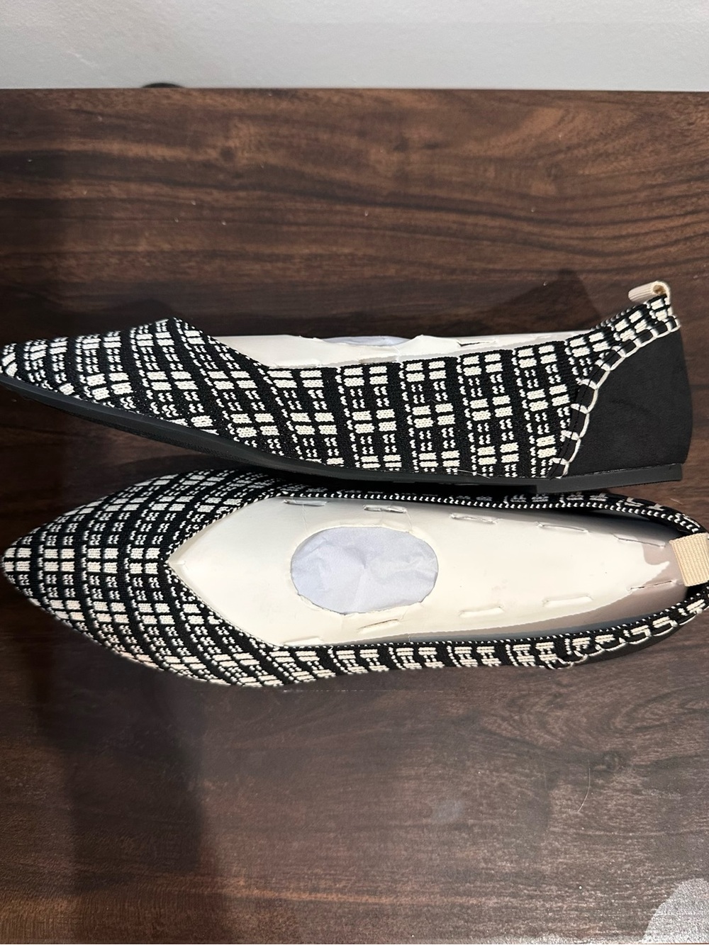 MIA Black & White Tweed Pointed Ballet Flats
